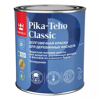 Краска фасадная по дереву Tikkurila/Tikkivala Pika-Teho Classic водно-дисперсионная база A белая 0,9 л