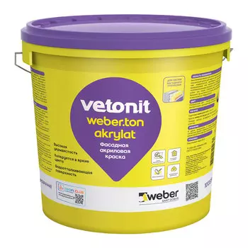Краска фасадная Vetonit Weber.ton Akrylat база 0000 бесцветная 25 кг