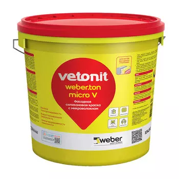 Краска фасадная Vetonit Weber.ton Micro V силиконовая база 0000 бесцветная 25 кг