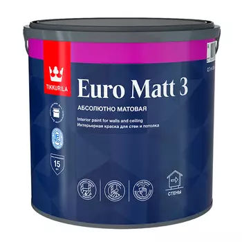 Краска интерьерная Tikkurila/Tikkivala Euro Matt 3 база А белая 2,7 л