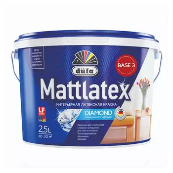 Краска моющаяся Dufa Mattlatex RD100 база 3 бесцветная 2,5 л