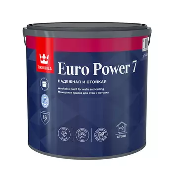 Краска моющаяся Tikkurila/Tikkivala Euro Power 7 база А белая 2,7 л