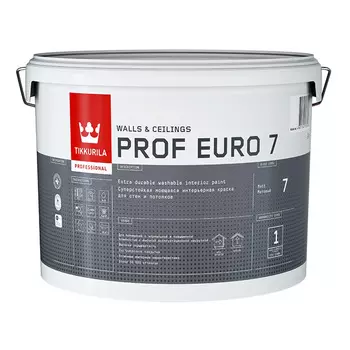 Краска моющаяся Tikkurila Prof Euro 7 база С бесцветная 9 л