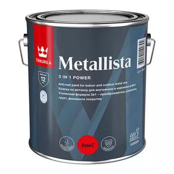 Краска по ржавчине Tikkurila/Tikkivala Metallista бесцветная база С гладкая глянцевая 2,3 л