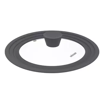 Крышка стеклянная Nadoba Ema с силиконовым ободом d24/26/28 см серая