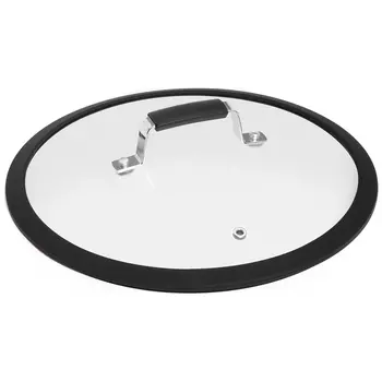 Крышка стеклянная Nadoba Lota с силиконовым ободом d26 см черная