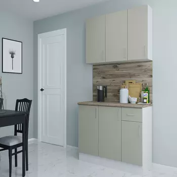 Кухонный гарнитур Твэгги ваниль 1400х520х2105 мм