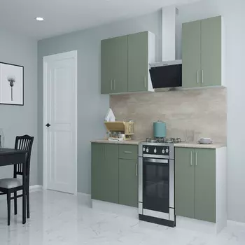 Кухонный гарнитур Твэгги зеленый 1600х520х2105 мм