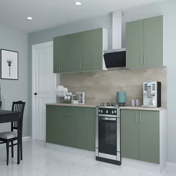 Кухонный гарнитур Твэгги зеленый 2400х520х2105 мм