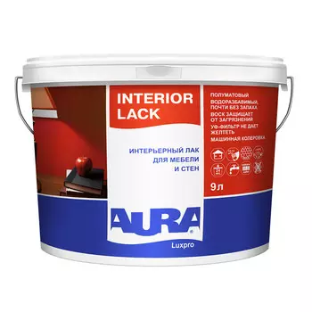 Лак акриловый Aura Interior Lack бесцветный 9 л полуматовый