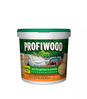 Лак акриловый по дереву и камню Profiwood бесцветный 0,9 кг глянцевый