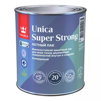 Лак алкидно-уретановый яхтный Tikkurila/Tikkivala Unica Super Strong основа EP бесцветный 0,9 л полуматовый
