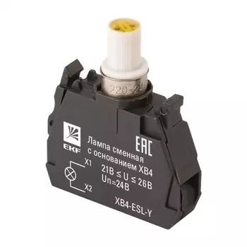 Лампа сменная EKF PROxima ХВ4 10х32х39 мм 24 В IP40 с основанием пластиковая желтая (XB4-ESL-Y)
