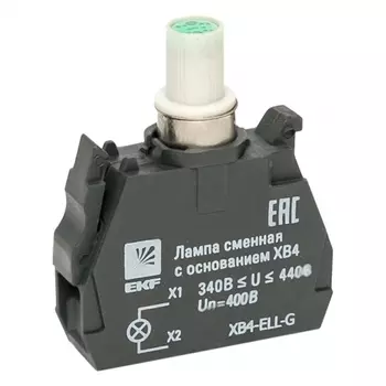 Лампа сменная EKF PROxima ХВ4 10х32х39 мм 400 В IP40 с основанием пластиковая зеленая (XB4-ELL-G)
