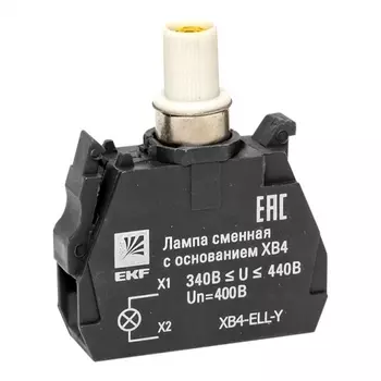 Лампа сменная EKF PROxima ХВ4 10х32х39 мм 400 В IP40 с основанием пластиковая желтая (XB4-ELL-Y)