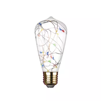 Лампа светодиодная филаментная Rev E27 RGBК 2 Вт 200 Лм 230 В конус ST64 прозрачная