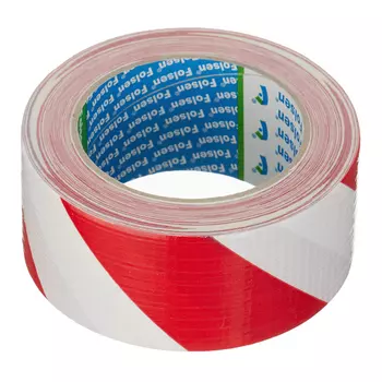 Лента клейкая тканевая разметочная сигнальная Folsen влагостойкая красно-белая 50 мм 33 м