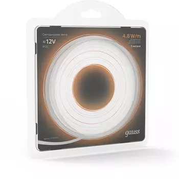 Лента светодиодная SMD 2835 Gauss (312000105) 3000К 4,8 Вт 12 В IP20 5 м