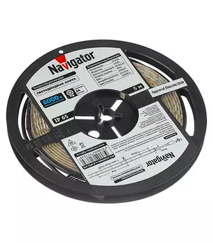 Лента светодиодная SMD 3528 6000К 12 В 4,8 Вт/м 5 м IP65 Navigator (71763)