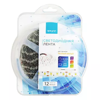 Лента светодиодная SMD 5050 3000К 12 В 14,4 Вт/м 5 м IP20 Apeyron (11BL)