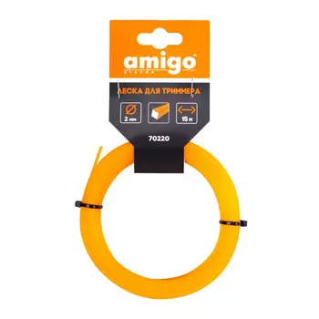 Леска для триммера Amigo квадрат 2 мм х 15 м оранжевая (70220)