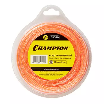 Леска для триммера Champion Square Twist DUO витой квадрат 3 мм х 28 м красная (C5060)