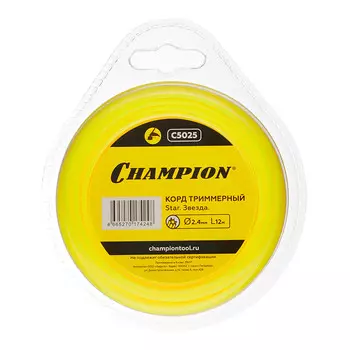 Леска для триммера Champion Star звезда 2,4 мм х 12 м желтая (C5025)