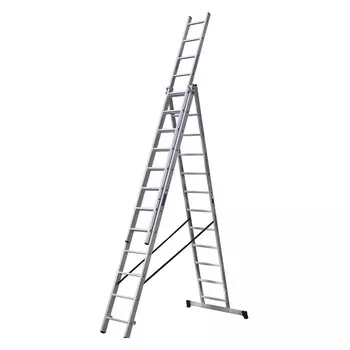 Лестница алюминиевая трансформер трехсекционная 12 ступеней Hesler бытовая