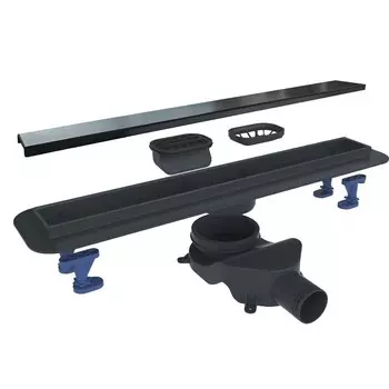 Лоток душевой BelBagno Luce с комбинированным затвором 900х130 мм d50 мм решетка из нержавеющей стали (BB-LD-LUCE-90-NERO)