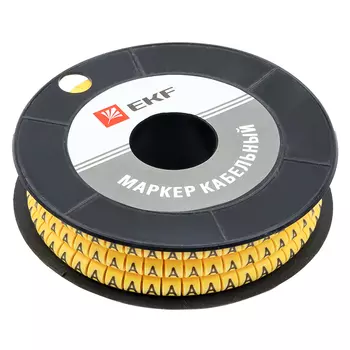 Маркеры кабельные (клипсы) EKF PROxima 4,5-8,6 мм буква А желтые (350 шт.) (plc-KM-6-A)