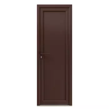 Металлопластиковая дверь VEKA 2050х800 мм алюминиевый порог коричневая левая глухая