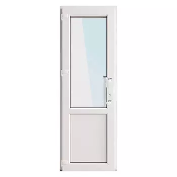 Металлопластиковая дверь VEKA 2050х800 мм алюминиевый порог белая левая стеклопакет