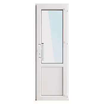 Металлопластиковая дверь VEKA 2050х800 мм алюминиевый порог белая правая стеклопакет