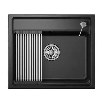 Мойка для кухни Granula Kitchen Space 60х51х24,5 см с ролл-матом и дозатором кварц Щварц (6003, ШВАРЦ)