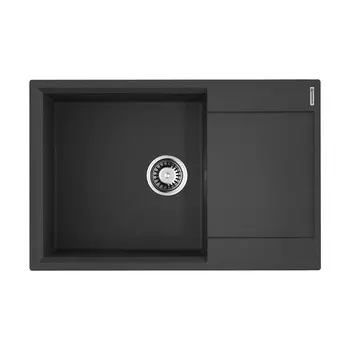 Мойка для кухни Omoikiri Daisen 78-LB-BL 78х51х19 см врезная с крылом с сифоном искусственный камень черная