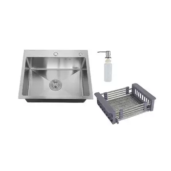 Мойка для кухни РМС 50х60х20 см врезная с коландером и дозатором сталь (MR-6050)