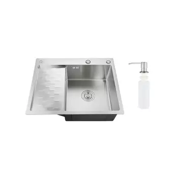 Мойка для кухни РМС 50х63х18 см врезная с крылом и дозатором сталь (MRK-6350R)