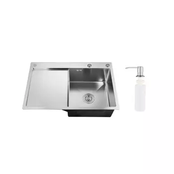 Мойка для кухни РМС 51х78х18 см врезная с крылом и дозатором сталь (MRK-7851R)