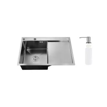 Мойка для кухни РМС 51х78х18 см врезная с крылом и дозатором сталь графит (MRK-7851BL-L)