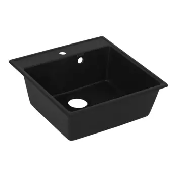 Мойка для кухни Ulgran Forte 51х51х20 см врезная с сифоном кварц уголь