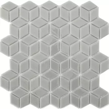 Мозаика Mir Mosaic Natural Steppa ромбы серая стеклянная 270х260х5 мм глянцевая