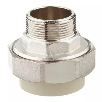 Муфта полипропиленовая FV-Plast разъемная (американка) 50 мм х 1 1/2 НР(ш) серая (237050)