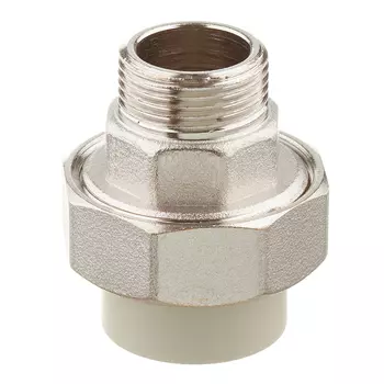 Муфта полипропиленовая FV-Plast разъемная (американка) 25 мм х 3/4 НР(ш) серая (237025)