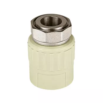 Муфта полипропиленовая Valfex с накидной гайкой 20 мм х 3/4 ВР(г) серая (10139120Г)