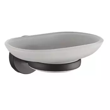 Мыльница для ванной Haiba HB8702 с держателем стекло матовое/металл черная (550598)