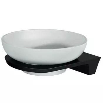 Мыльница для ванной WasserKraft Glan K-5100 с держателем стекло/металл черная (K-5129)