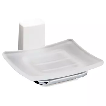 Мыльница для ванной WasserKraft Leine K-5000 White с держателем стекло/металл хром (K-5029W)