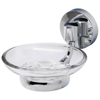 Мыльница для ванной WasserKraft Rhein K-6200 с держателем стекло/металл хром (K-6229)