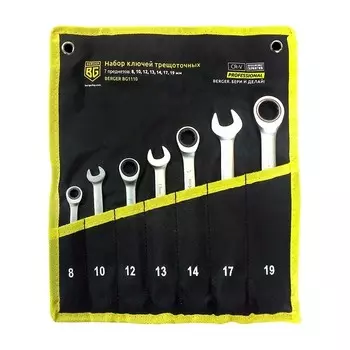 Набор гаечных ключей с трещоткой Berger 8-19 мм (BG1110) (7 шт.)