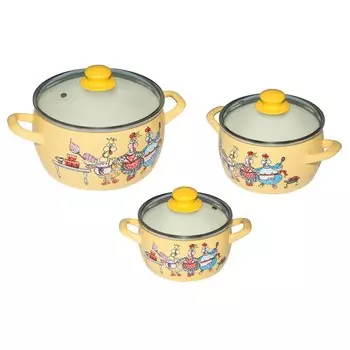 Набор кастрюль Metrot Куриный переполох 6 предметов сталь (374697)